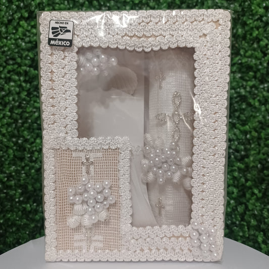 Baptism Candle Set with Luxury Wooden Box