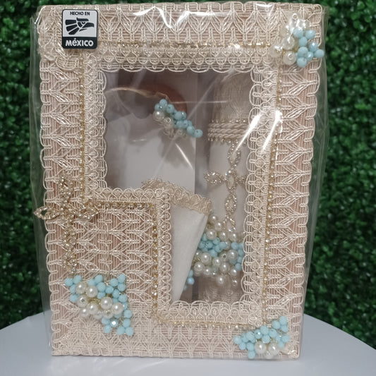 Baptism Candle Set with Luxury Wooden Box
